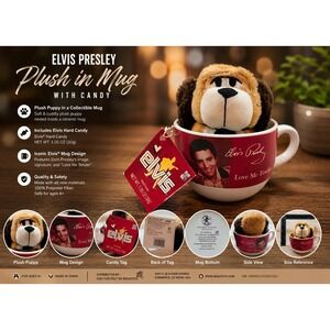 Elvis Presley Love Me Tender Mug with Plush Hound Dog Megatoys Signature Product